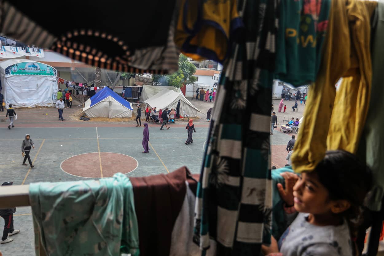 Palestinians shelter at a UNRWA school in Rafah, Gaza, on Nov. 28, 2023.