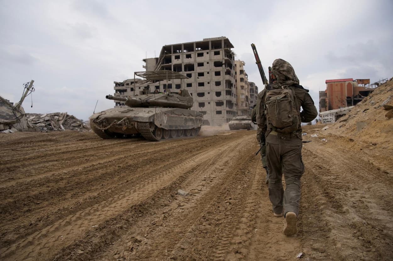 Israeli soldiers operate in the Gaza Strip