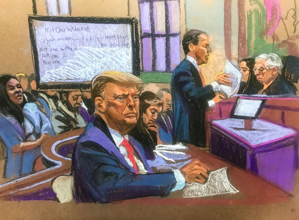 Former U.S. President Donald Trump attends the closing arguments in the Trump Organization civil fraud trial at New York State Supreme Court on Jan. 11, 2024.