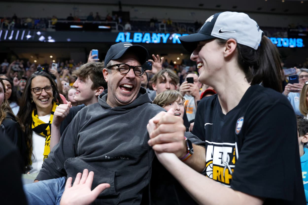 Image: LSU v Iowa happy smile laugh ted lasso actor