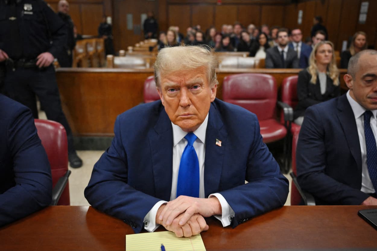 Former President Donald Trump at Manhattan Criminal Court on April 22, 2024.