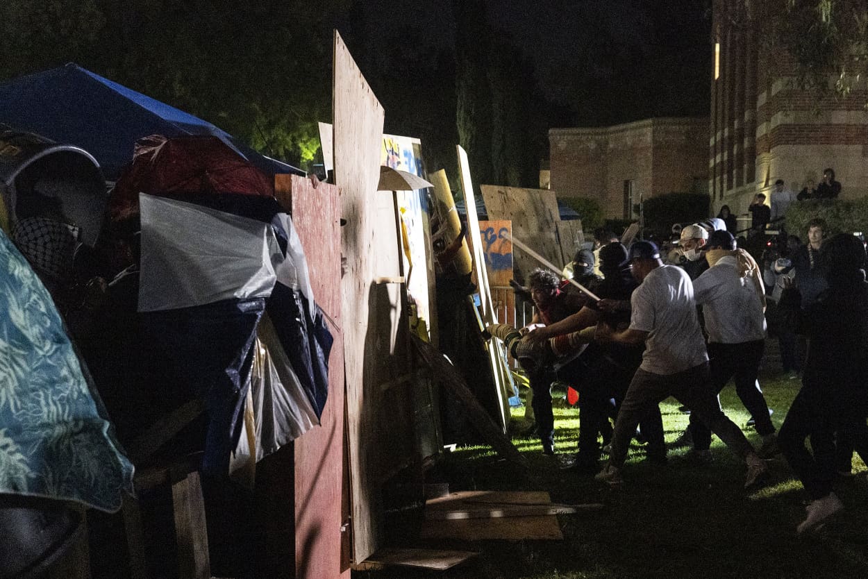 Clashes broke out on Wednesday around pro-Palestinian demonstrations at the University of California, Los Angeles, US television media footage showed, as universities around the United States struggle to contain similar protests on dozens of campuses. 