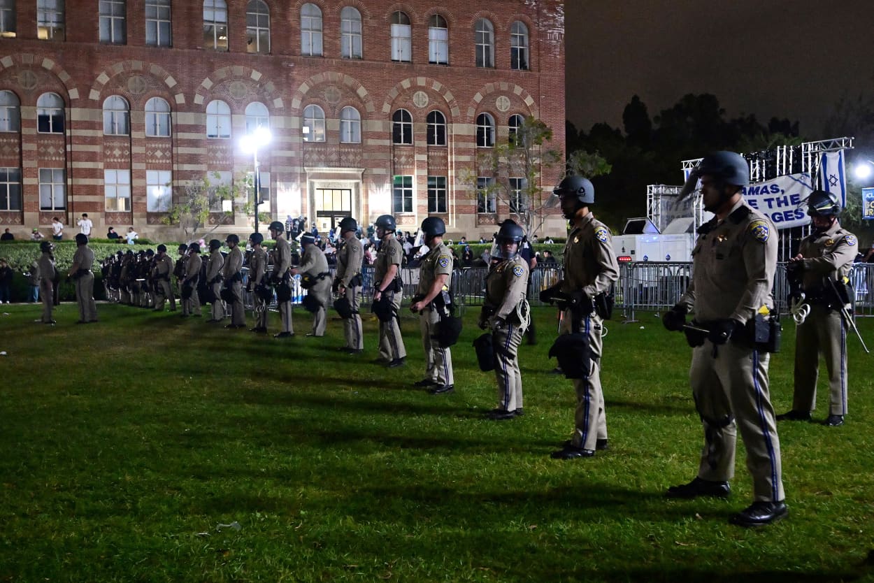Clashes broke out on May 1, 2024 around pro-Palestinian demonstrations at the University of California, Los Angeles, as universities around the United States struggle to contain similar protests on dozens of campuses.