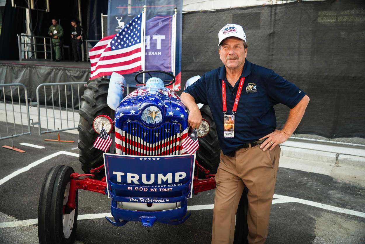 Gary Leffler drove his patriotic tractor almost 500 miles to support the former president at the RNC.