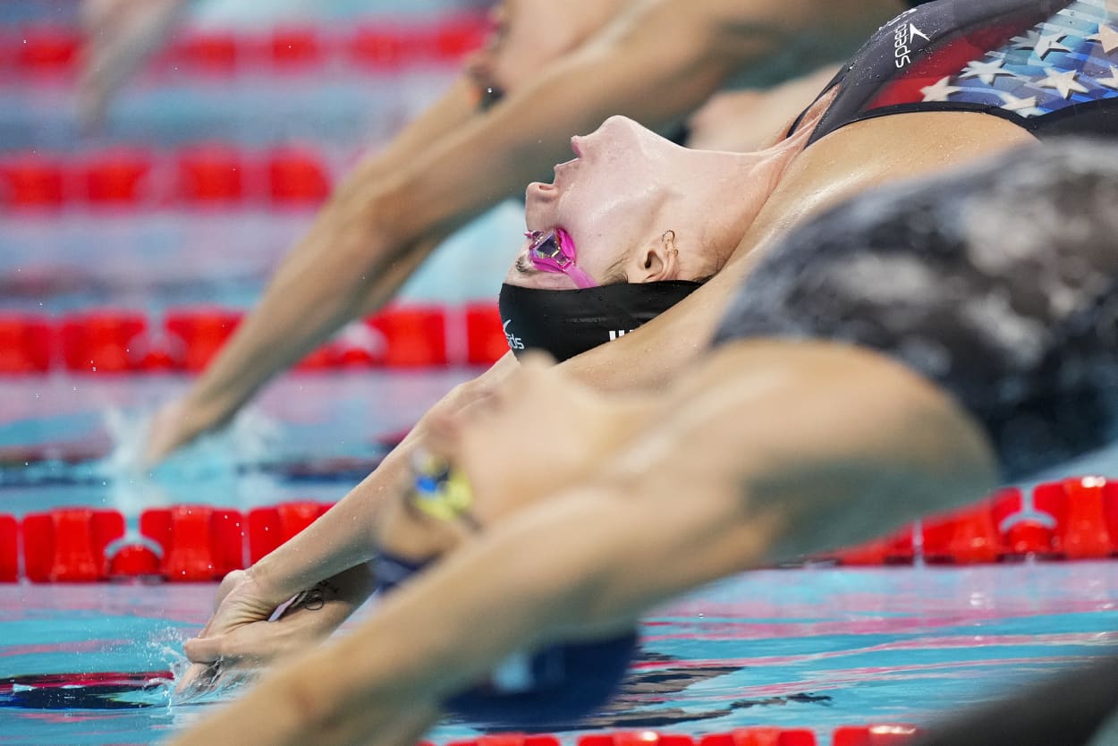 Regan Smith, of United States, competes during a women's 100-meter backstroke