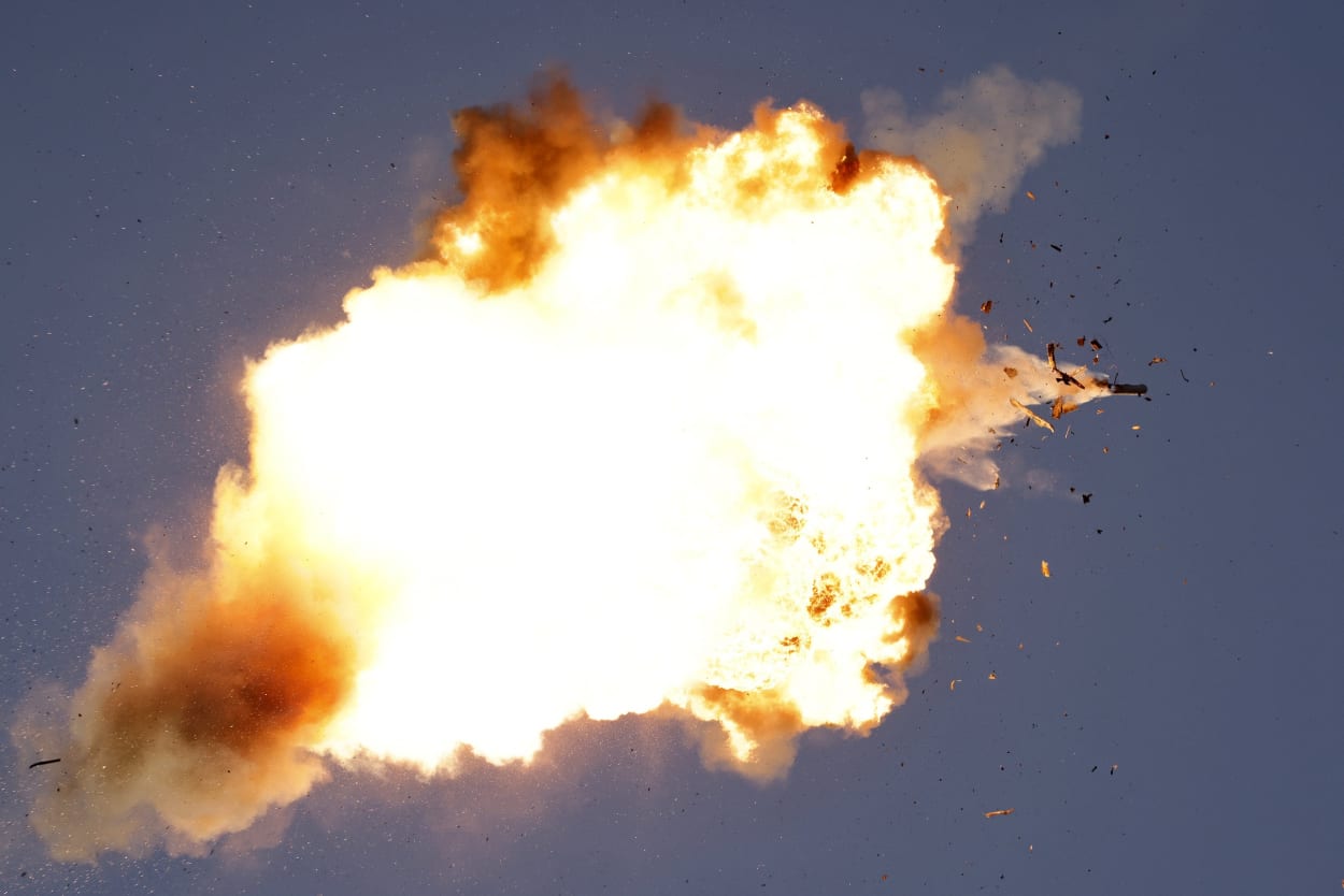 A Hezbollah UAV is intercepted by Israeli air forces over north Israel.