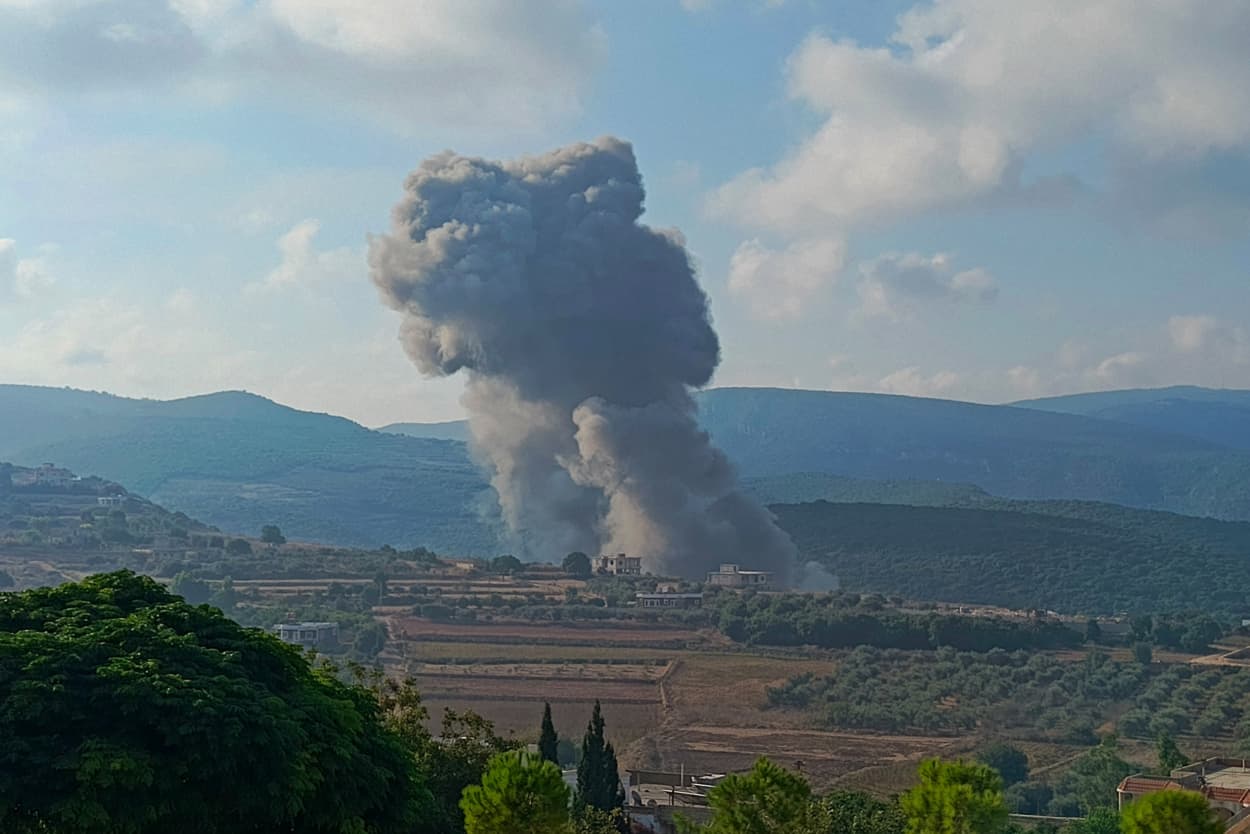 Smoke billows from the site of an Israeli airstrike on Zibqin in southern Lebanon on Aug. 25, 2024.