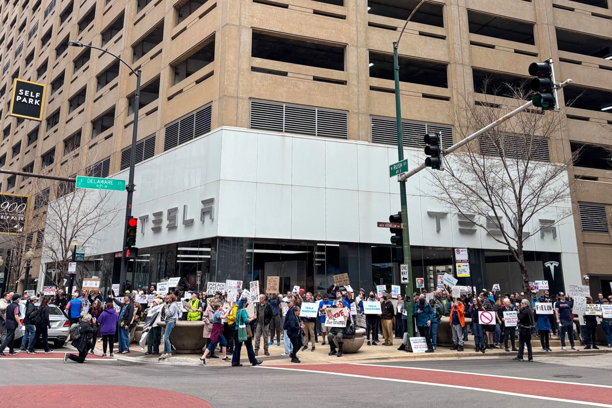 Tesla protest.