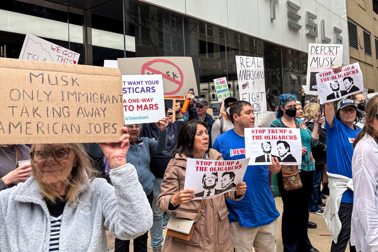 Tesla protest.