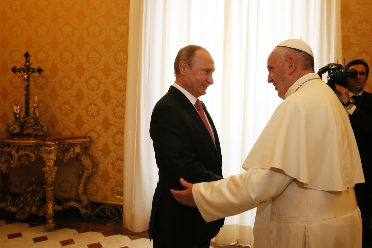 Pope Francis with Vladimir Putin