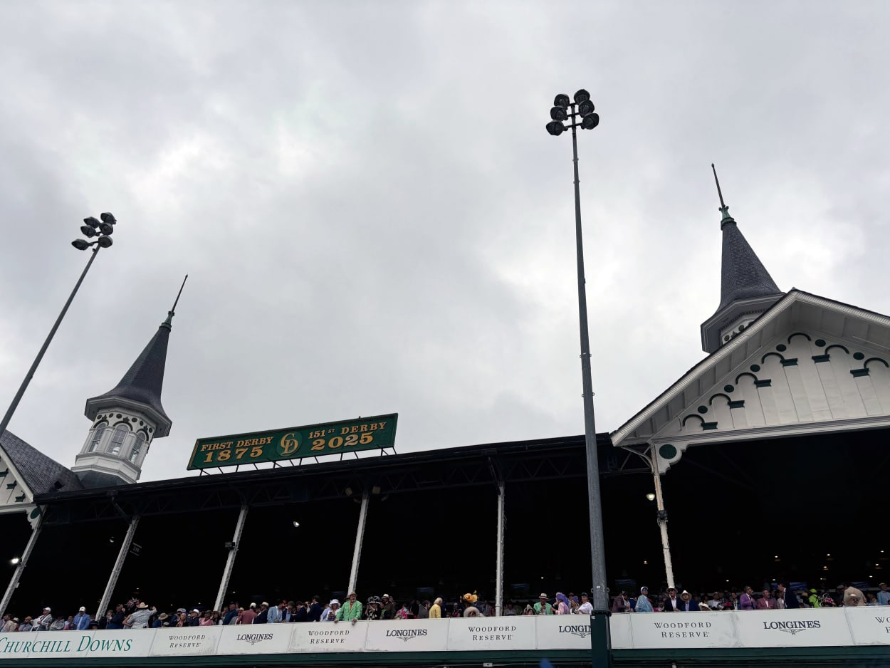 A view of the twin spires from the paddock at the derby