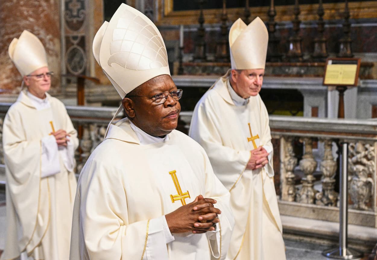 Cardinals during mass after Pope Francis' funeral