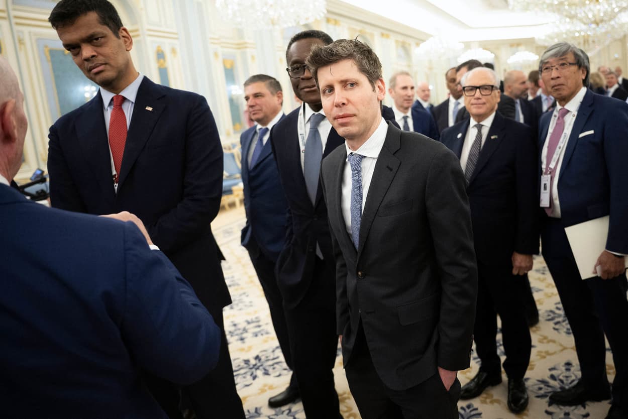 Sam Altman and Patrick Soon-Shiong wait to meet the Saudi Crown Prince at the Royal Court in Riyadh