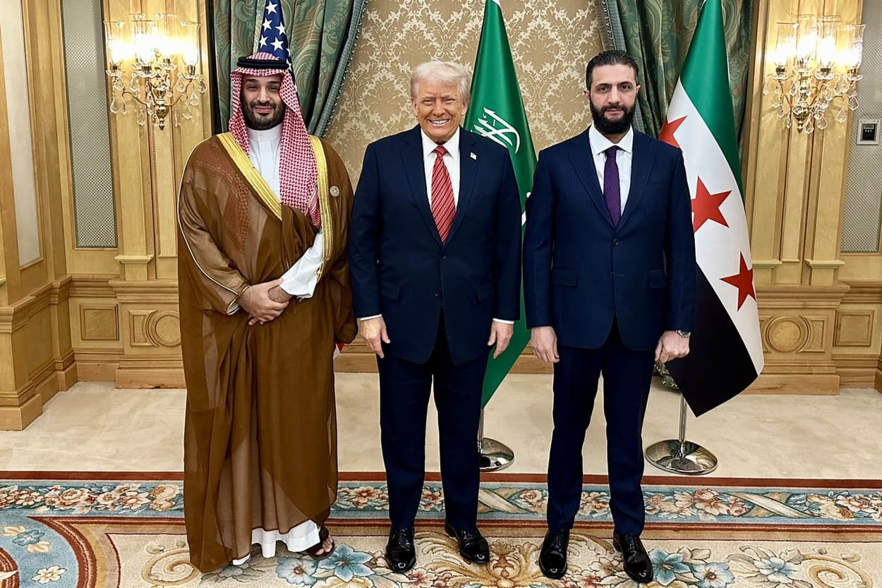 Mohammed bin Salman Al Saud, President Donald Trump and Ahmed al-Sharaa