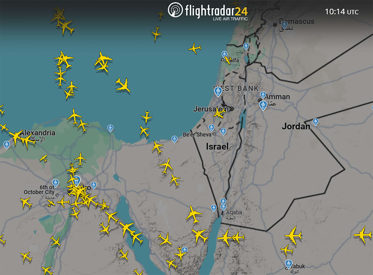 Iran Israel air space