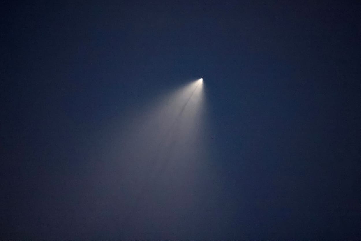 A missile is launched from Iran toward Israel on June 18, 2025.