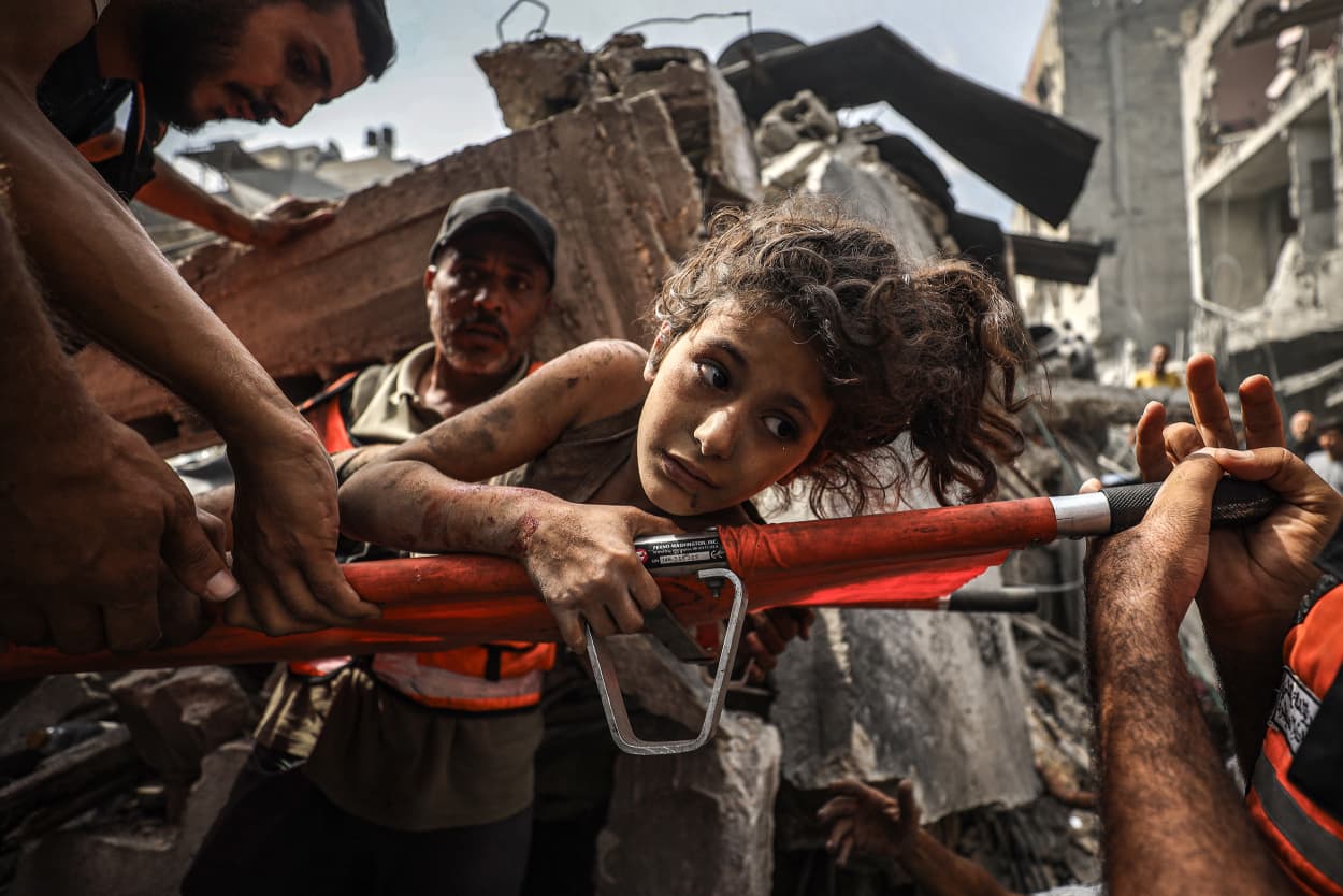 11-year-old Palestinian Marah rescued alive after an Israeli attack in Gaza