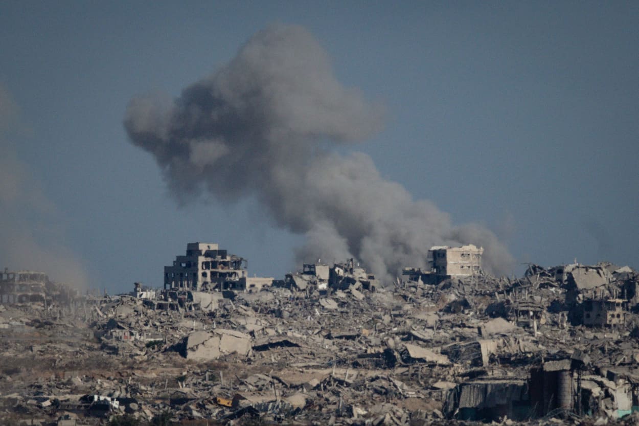 Smoke rises over the Gaza Strip after an Israeli strike