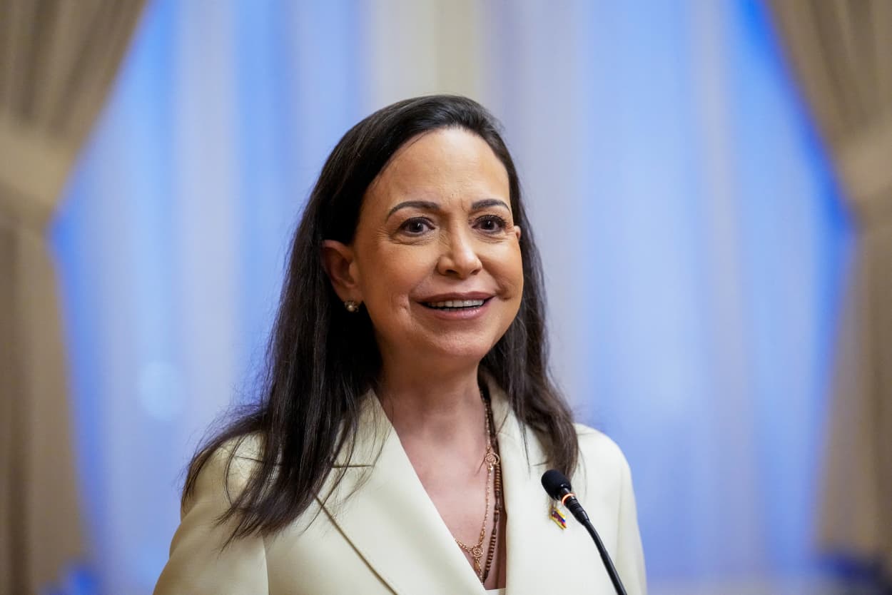 Image: TOPSHOT-NORWAY-VENEZUELA-NOBEL-PEACE-PRIZE