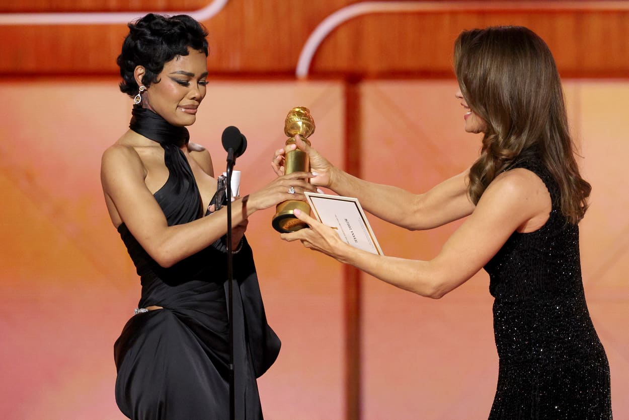 Teyana Taylor on stage at the Golden Globes