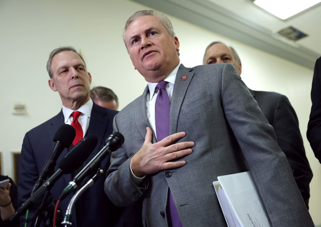 House Oversight and Government Reform Committee Chairman James Comer, R-Ky., joined by Rep. Scott Perry