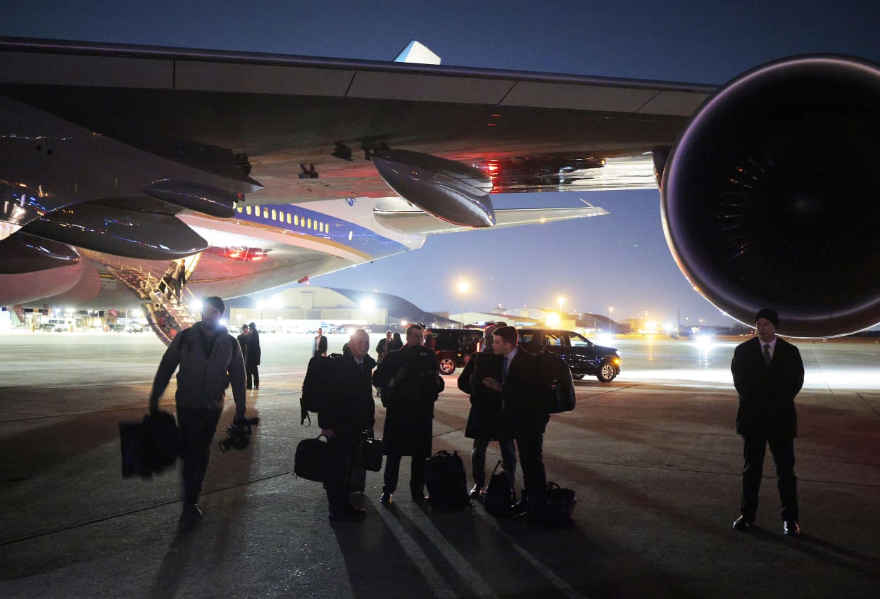 President Trump Departs For Davos Forum In Switzerland