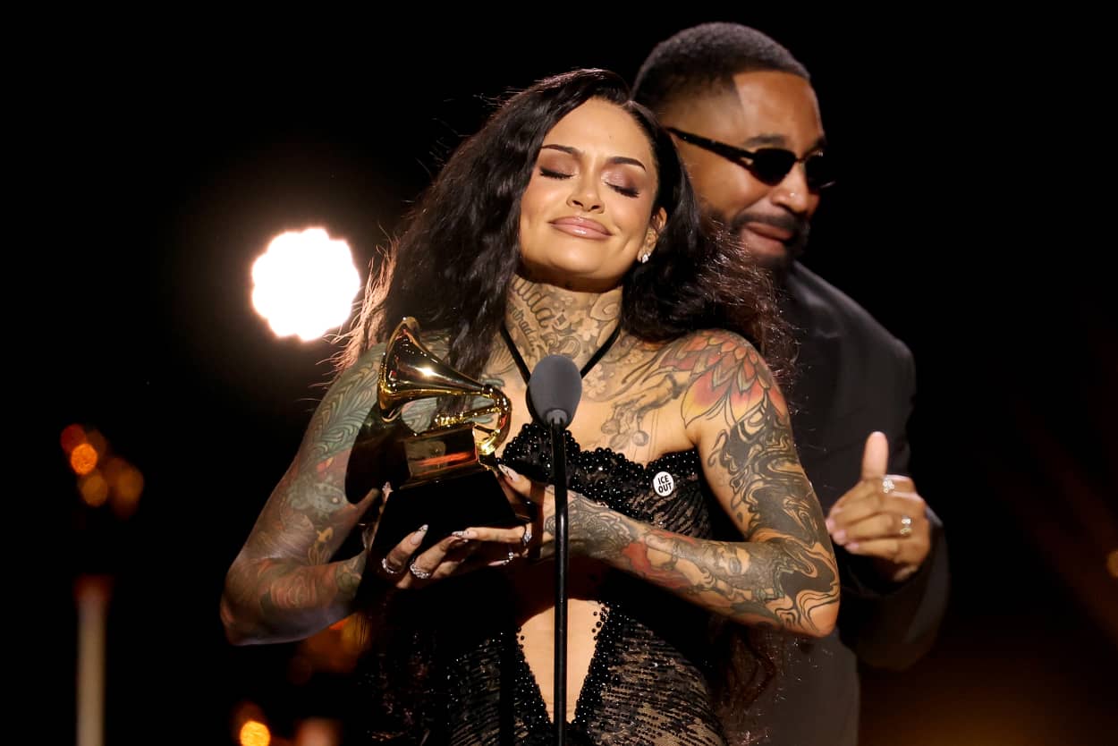 Kehlani accepts the Best R&B Performance award for "Folded."
