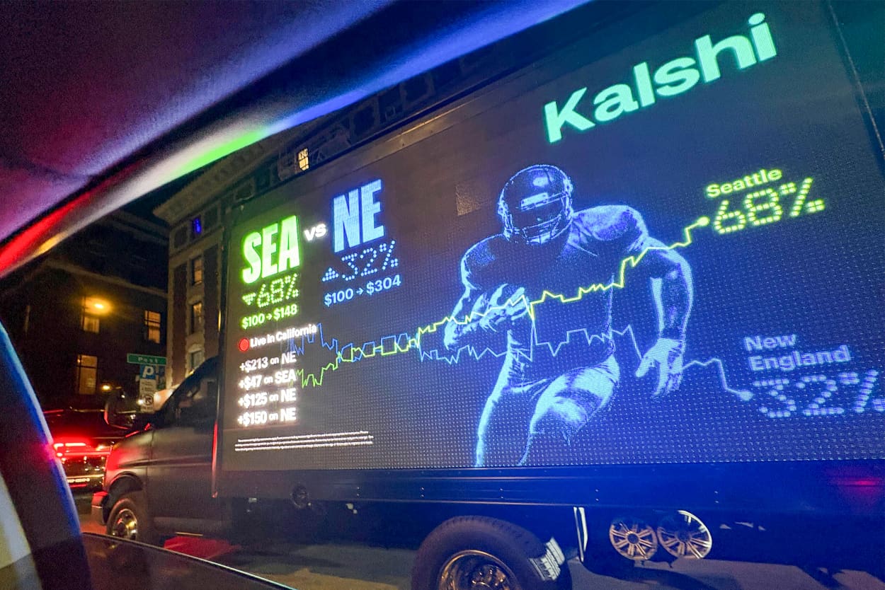 Kalshi advertisement of a passing truck