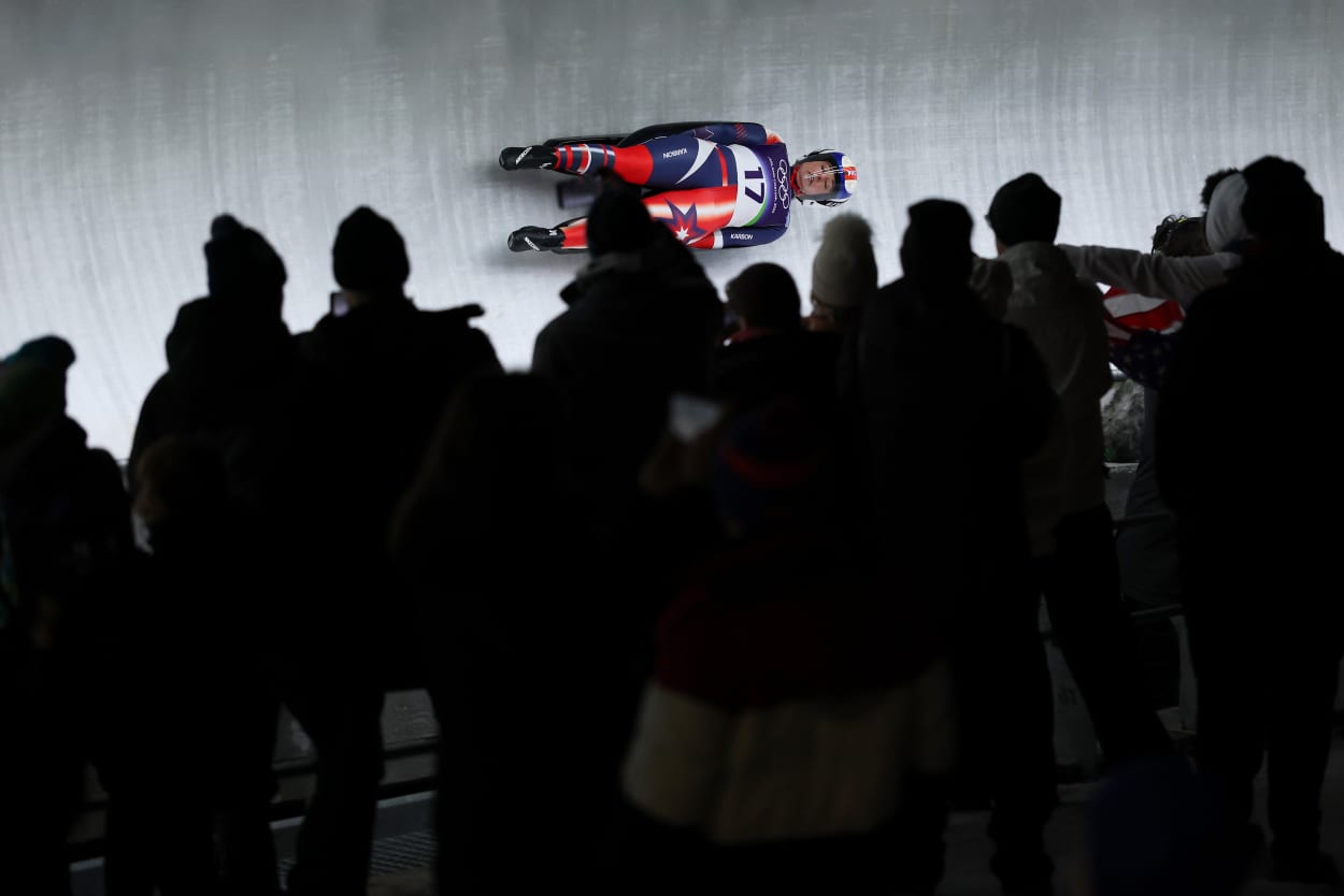 Emily Fischnaller of Team United States competes in the Women's Singles Run 2 on day three of the Milano Cortina 2026 Winter Olympic games at Cortina Sliding Centre on February 09, 2026 in Cortina d'Ampezzo, Italy. 