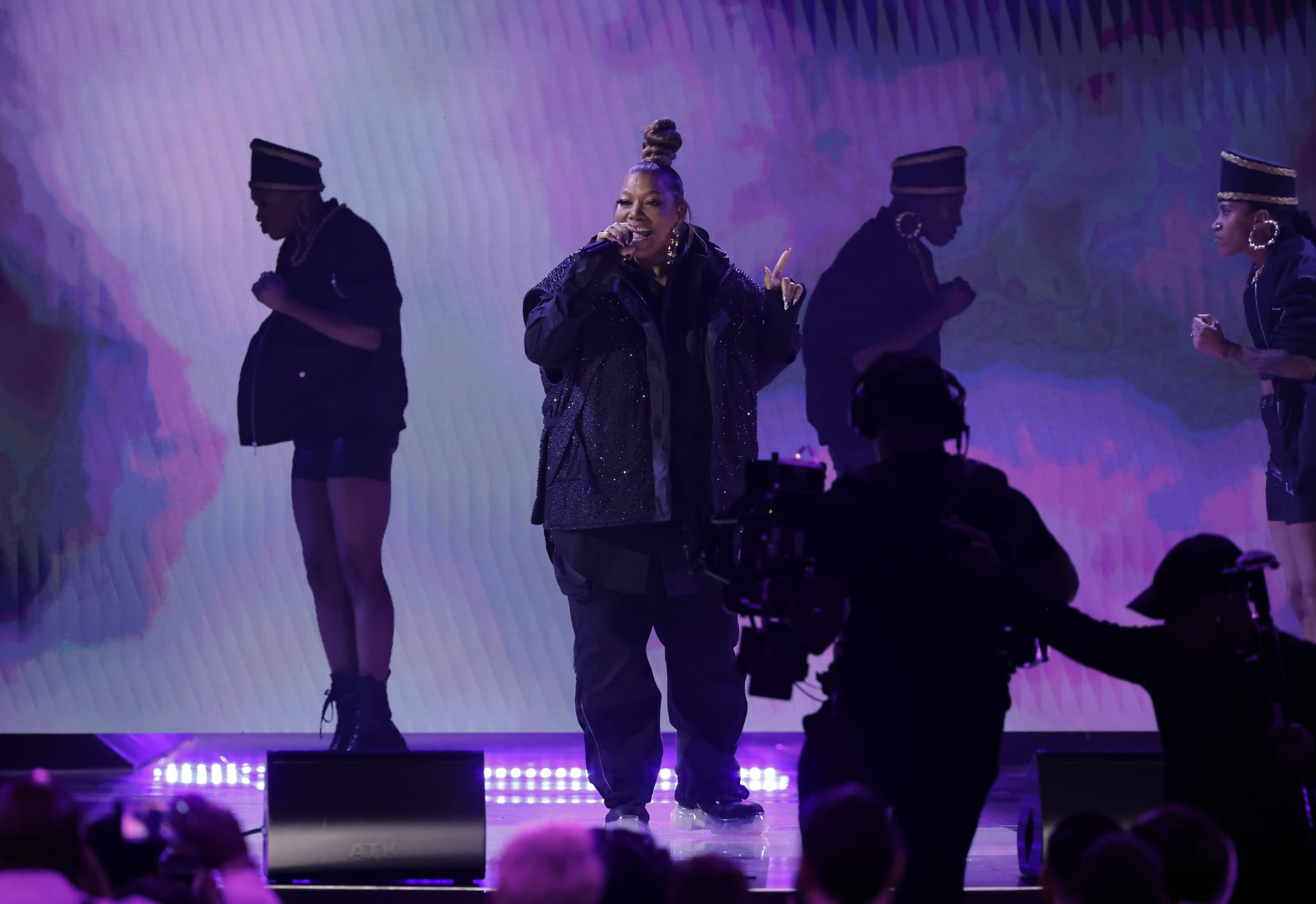 Queen Latifah performs at the Grammy Awards.