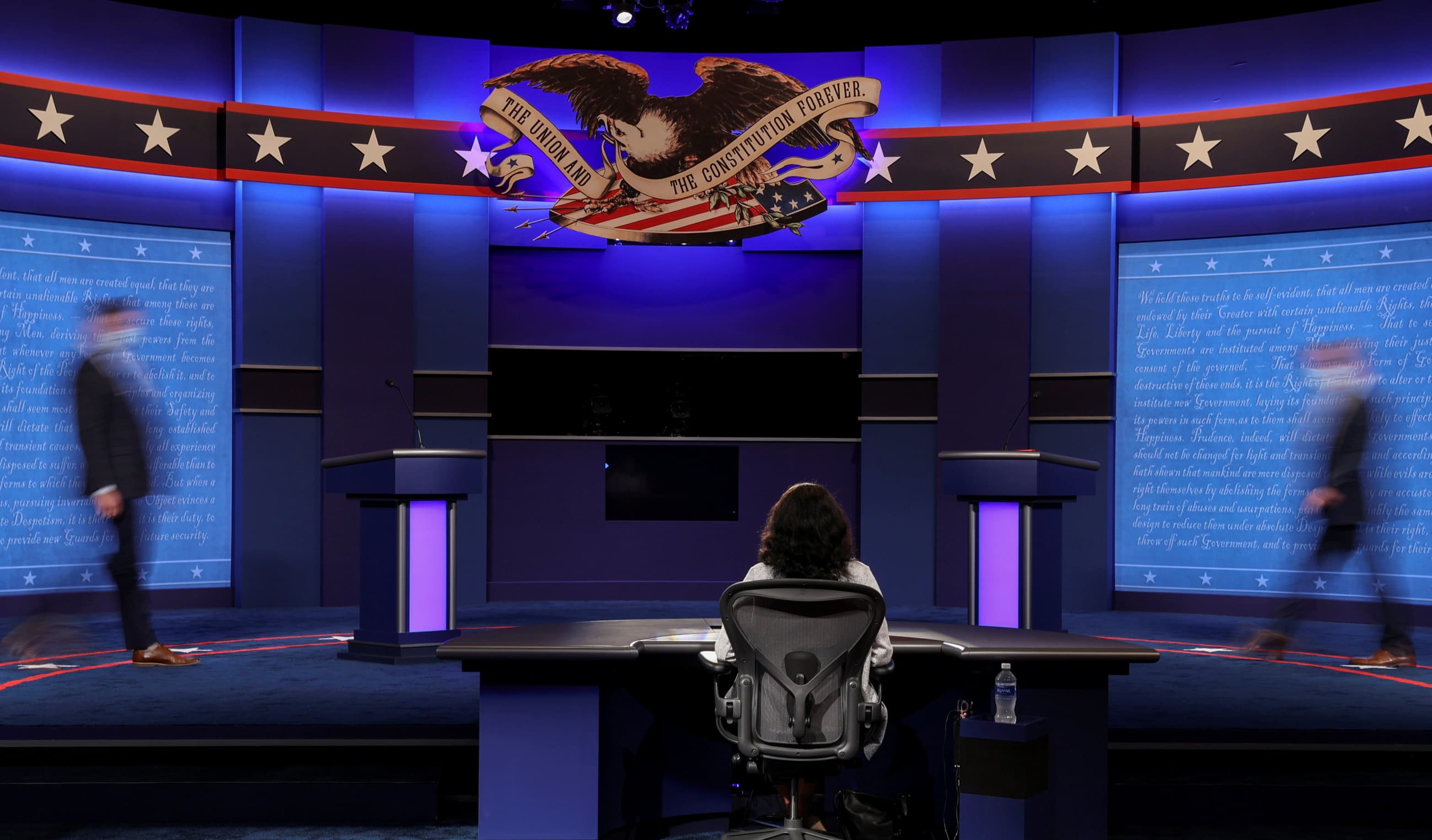 Image: Preparations continue for the second and final 2020 presidential campaign debate between President Donald Trump and Democratic nominee Joe Biden at Belmont University in Nashville