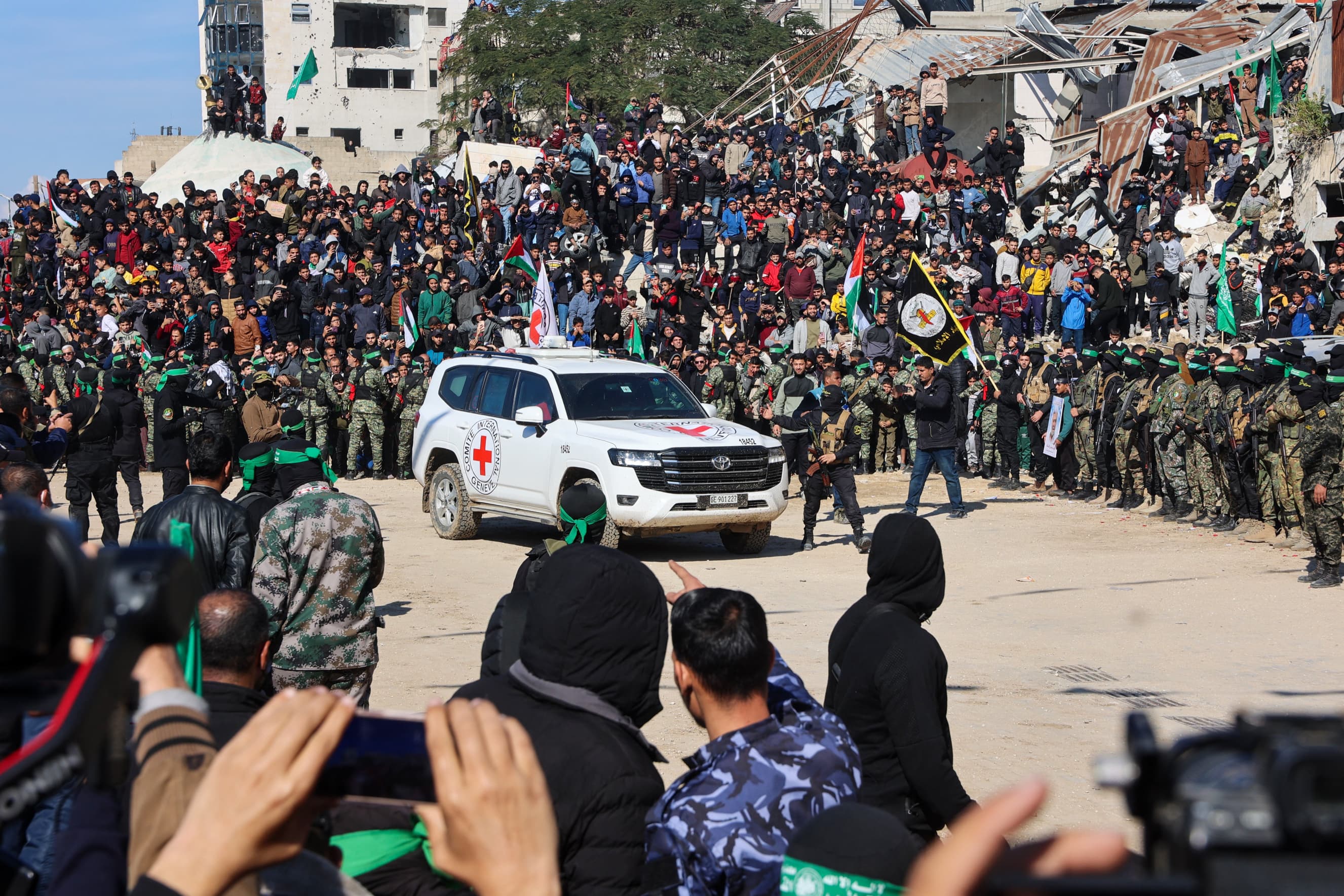 Four freed Israeli women hostages were home in Israel on January 25, ending more than 15 months of captivity after Hamas militants handed them over to the Red Cross under a truce deal in the Gaza war.