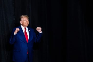 Donald Trump at a "commit to caucus" event in Reno, Nev.