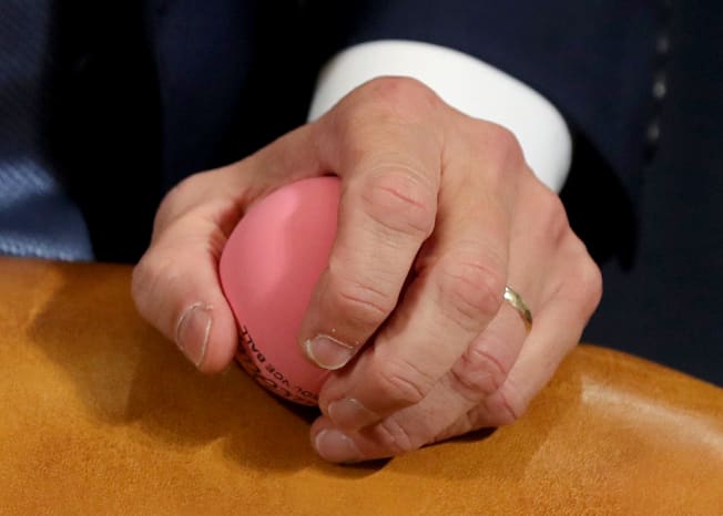 Image: Rep. Doug Collins, R-GA, squeezes a stress ball during a House Judiciary Committee hearing on the impeachment inquiry on Dec. 4, 2019.