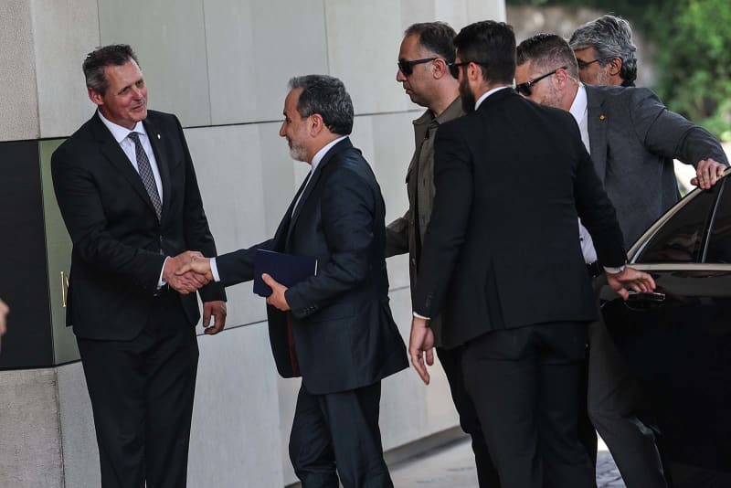 Iran's Foreign Minister Abbas Araghchi arrives for meeting with the E3 group of European ministers