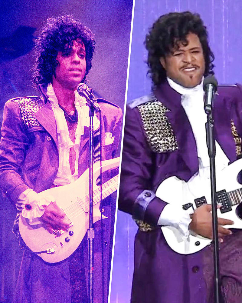 Craig Melvin as Prince performing “Purple Rain.”"