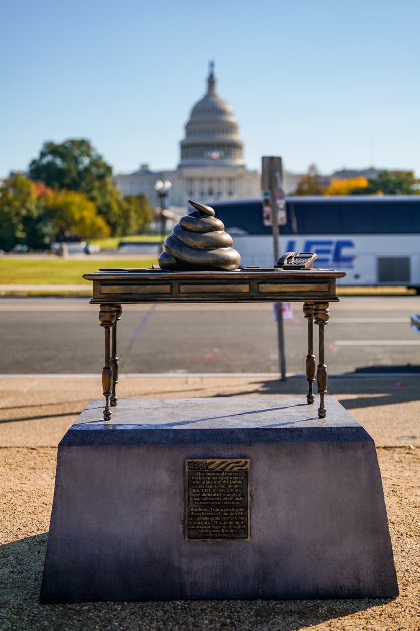 An art installation depicting feces on former House Speaker Nancy Pelosi's desk.