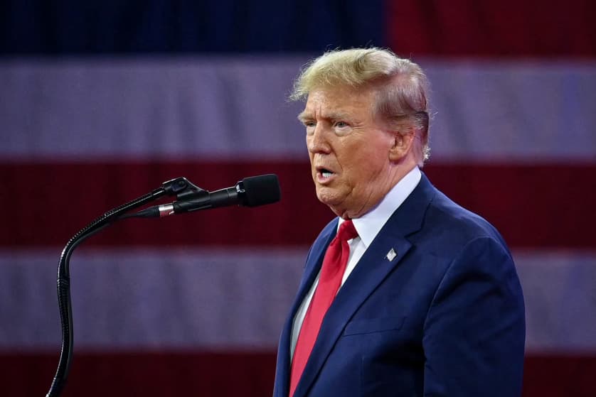 Donald Trump speaks during the CPAC meeting on Feb. 24, 2024, in National Harbor, MD.