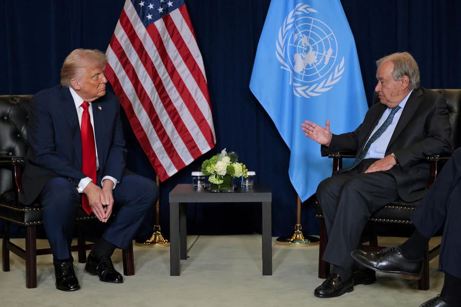 President Donald Trump meets with United Nation Secretary-General António Guterres