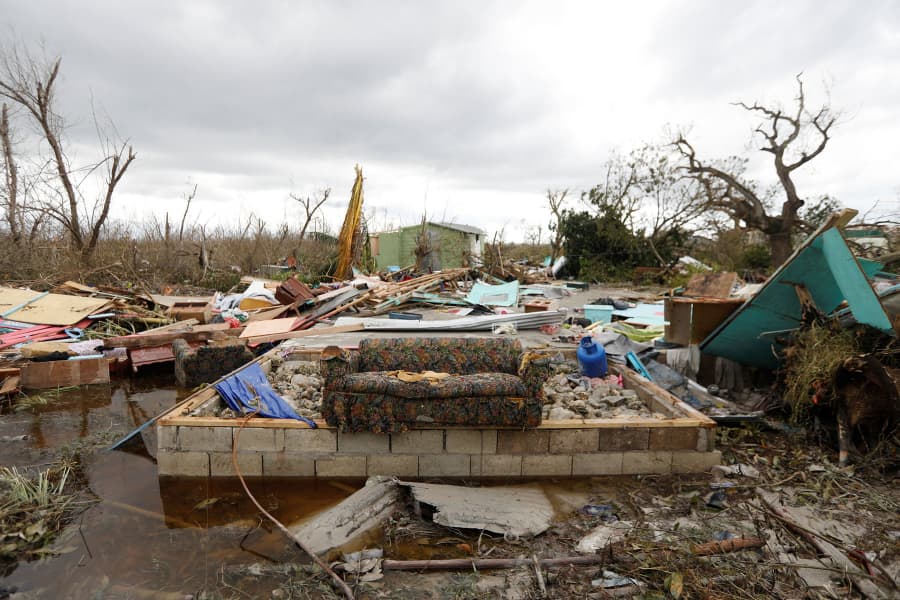 Damaged furniture and debris in Black River, Jamaica
