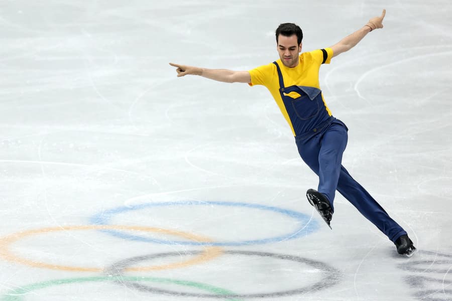Tomas Guarino Sabate of Spain competes in the short program on Feb. 10, 2026 in Milan.