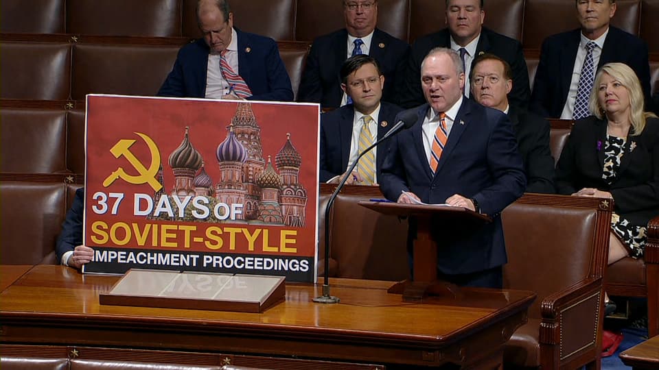 Image: Rep. Steve Scalise, R-LA, speaks during a House resolution vote on Oct. 31, 2019.