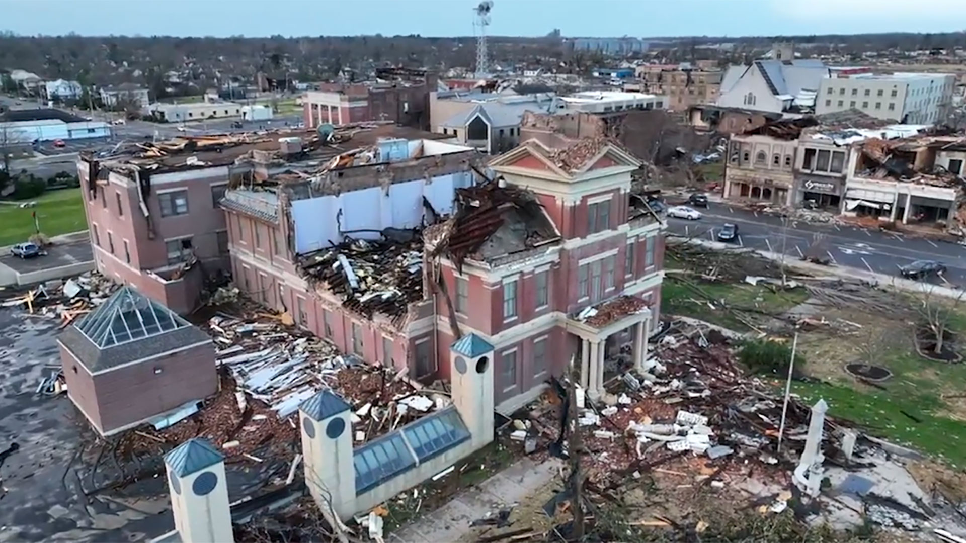 Drone video captures Kentucky tornado devastation