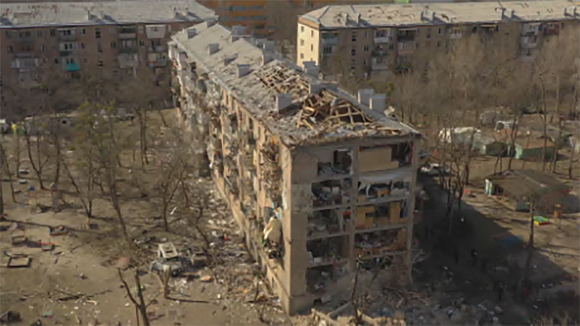 Watch: Drone footage shows damage to residential building following ...