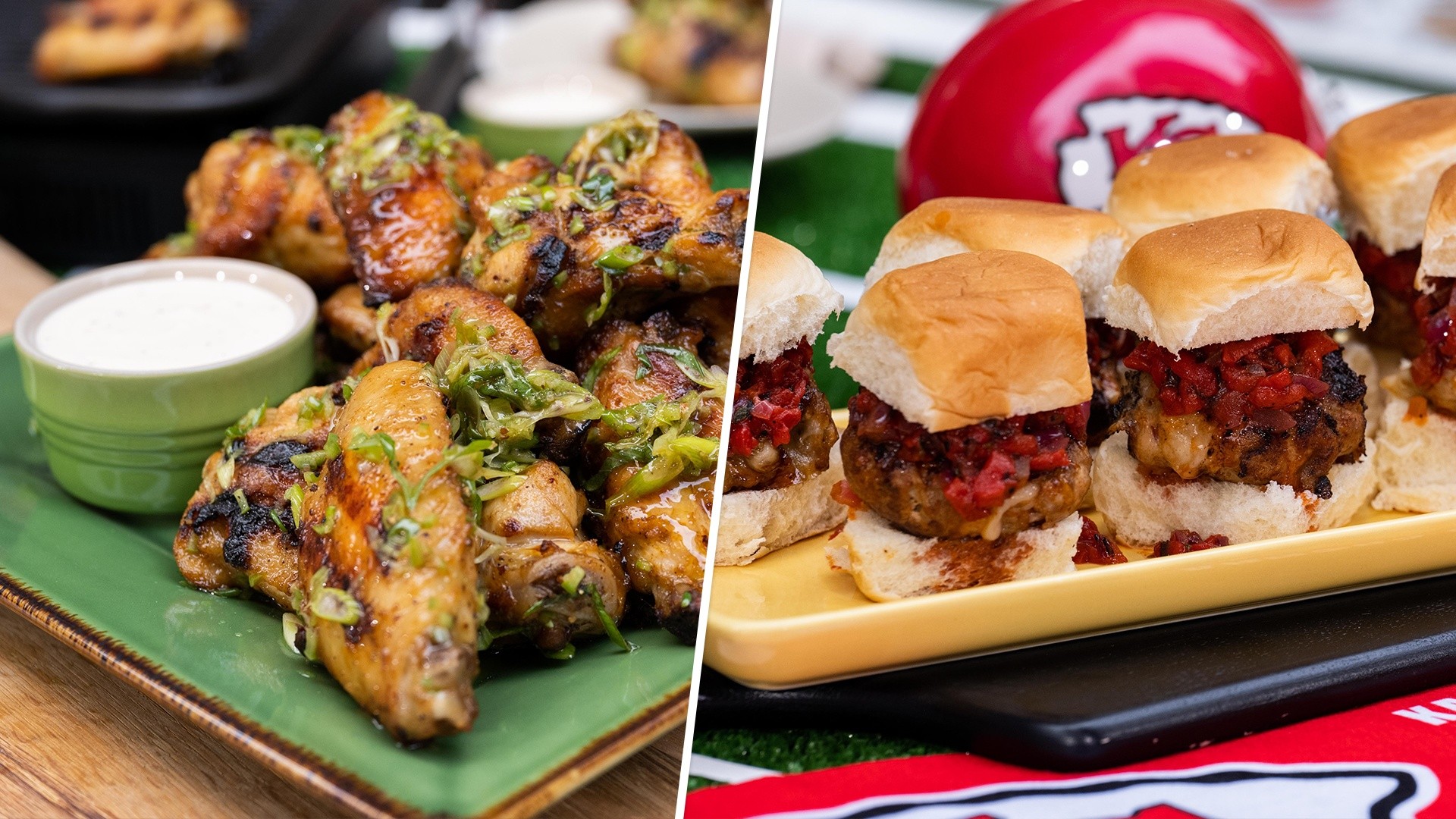 Try these Jets and Chiefs inspired chicken wings and pork sliders!