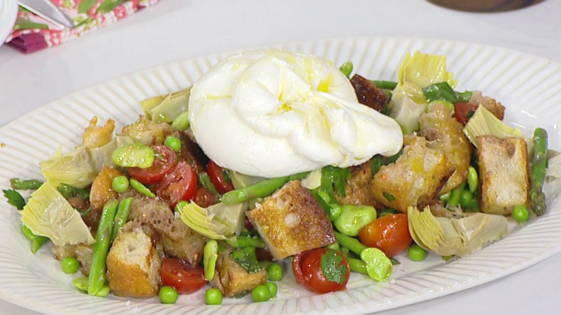 Panzanella with burrata and spring veggies: Get the recipe!