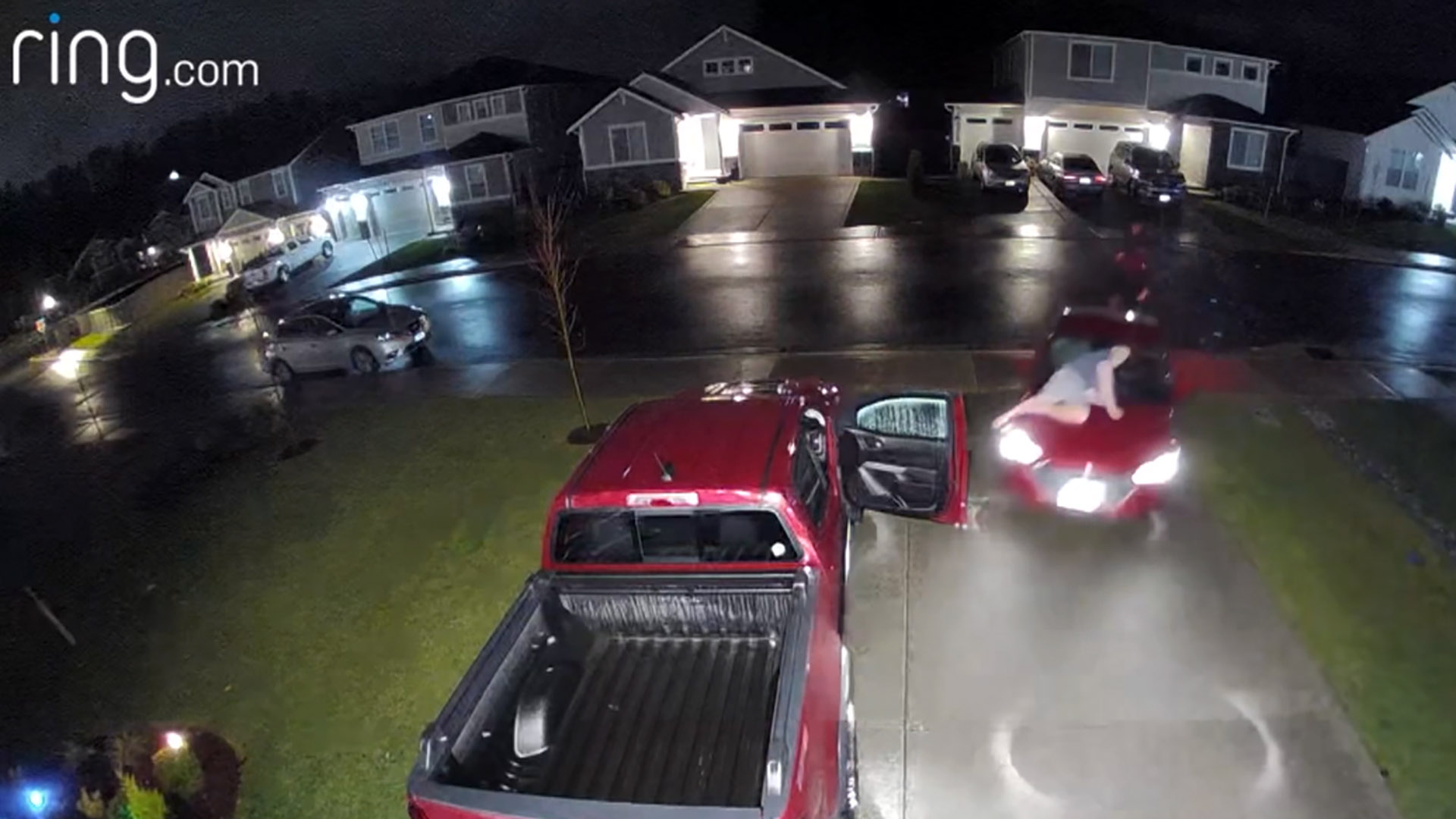 Watch: Man Nearly Run Over After Confronting Suspected Car Prowlers