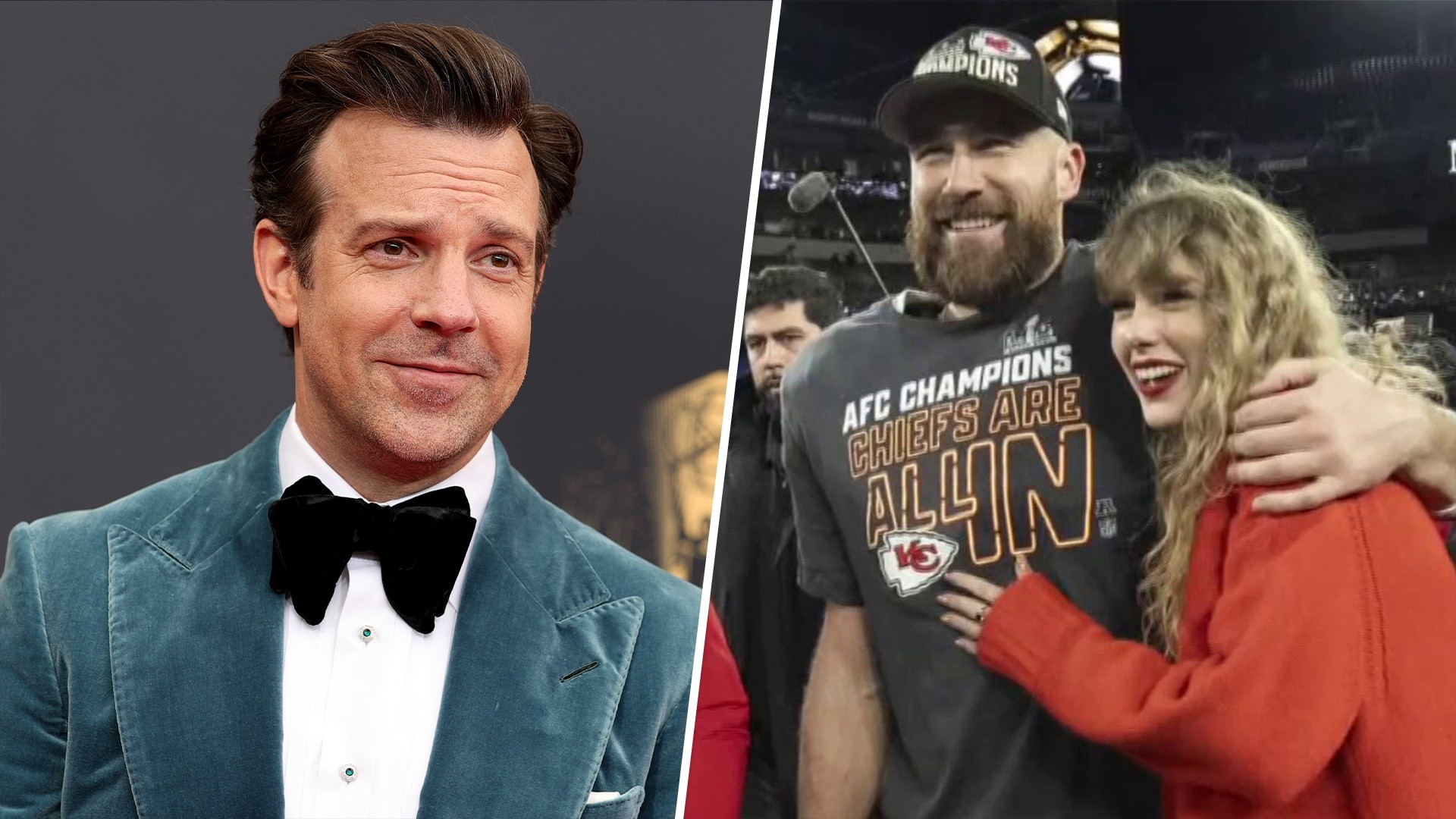 Jason Sudeikis asks Travis Kelce about Taylor Swift engagement