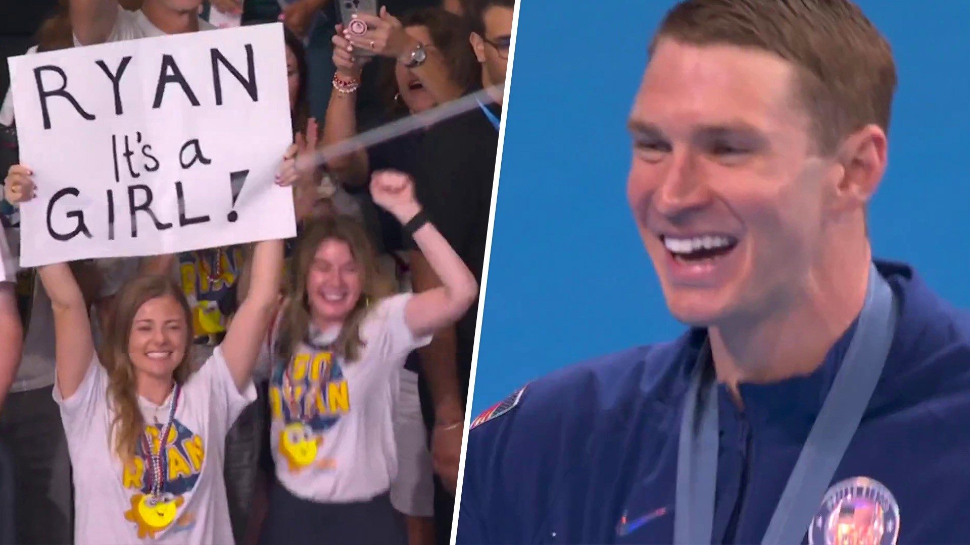 Watch Team USA swimmer Ryan Murphy learn he's having a girl