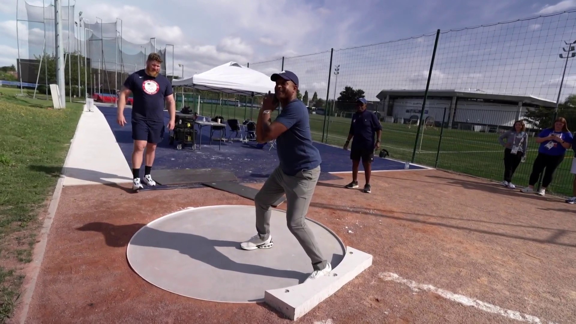 Craig Melvin and Al Roker try shot put with Olympian Ryan Crouser